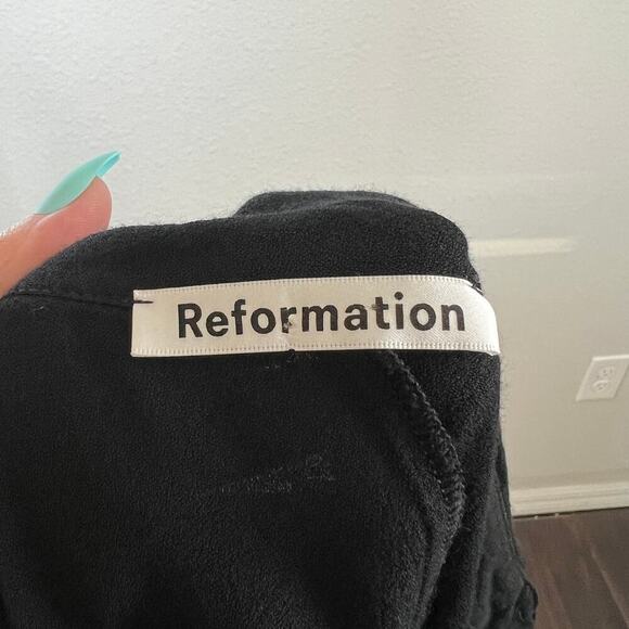 Reformation Hugh Black Mini Dress Women's 4 Button Down Front Long Sleeves - Picture 5 of 6